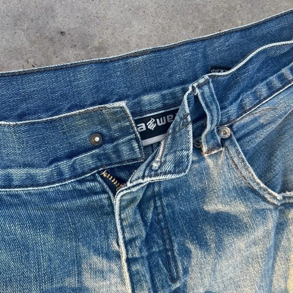 Vintage Y2K Rocawear Baggy Graphic Jorts Cutoff Denim Shorts Size 40 Wide Leg